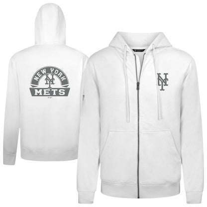 New York Mets Levelwear Podium Banner Arch Full-Zip Hoodie - White