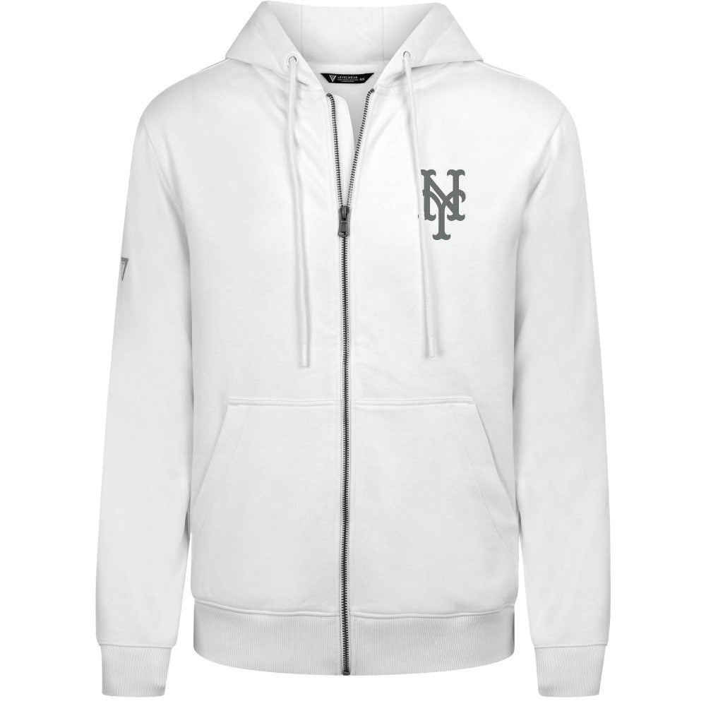 New York Mets Levelwear Podium Banner Arch Full-Zip Hoodie - White