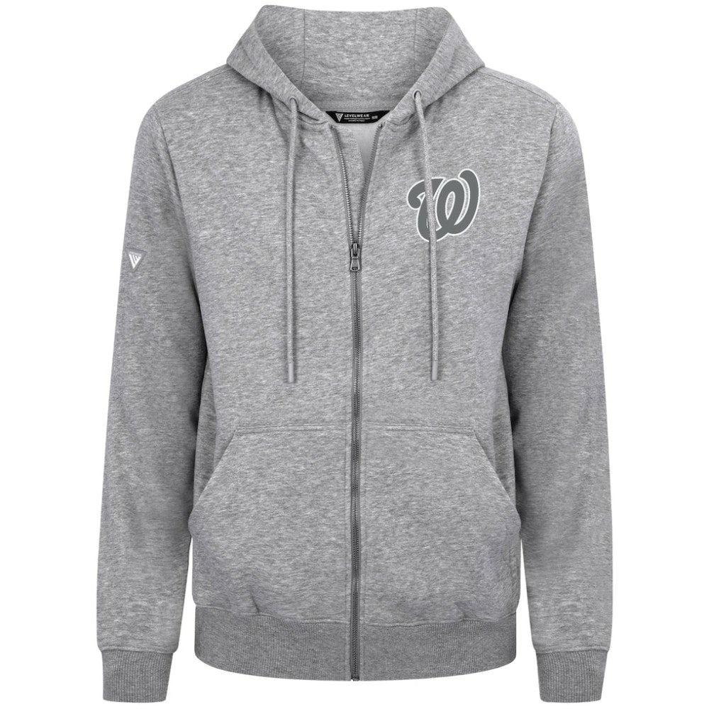 Washington Nationals Levelwear Podium Banner Arch Full-Zip Hoodie - Heather Gray