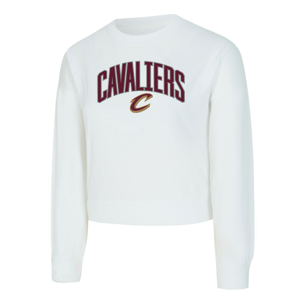 Cleveland Cavaliers Concepts Sport Women's Laney Chenille Cropped Long Sleeve T-Shirt sale - White outlet