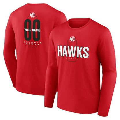 Atlanta Hawks Center Court Name & Number Custom Long Sleeve T-Shirt - Red shop