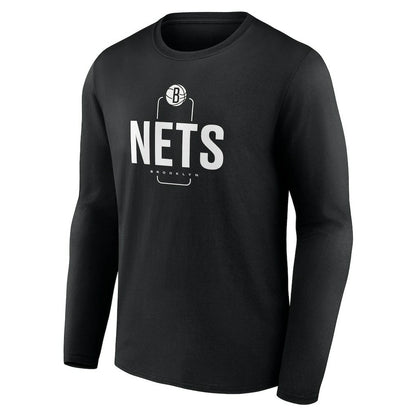 Brooklyn Nets Center Court Name & Number Custom Long Sleeve T-Shirt - Black on sale
