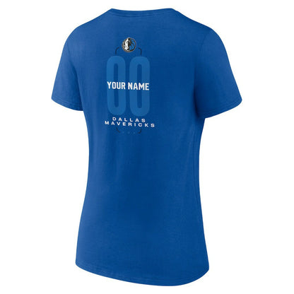 Dallas Mavericks Women's Center Court Name & Number Custom V-Neck T-Shirt sale - Blue cheap