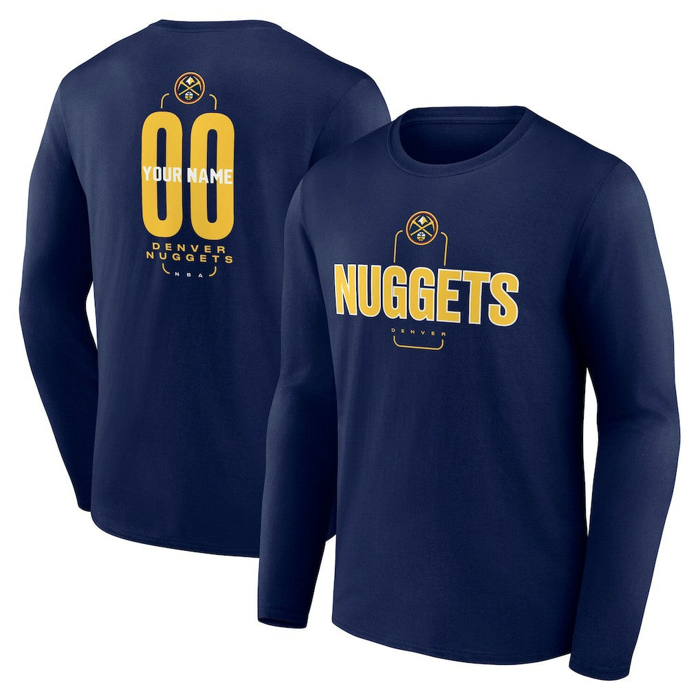 Denver Nuggets Center Court Name & Number Custom Long Sleeve T-Shirt sale - Navy shop