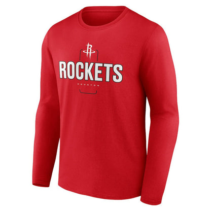 Houston Rockets Center Court Name & Number Custom Long Sleeve T-Shirt - Red outlet