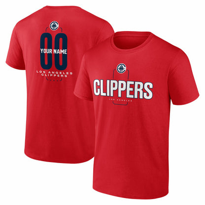 LA Clippers Center Court Name & Number Custom T-Shirt - Red shop
