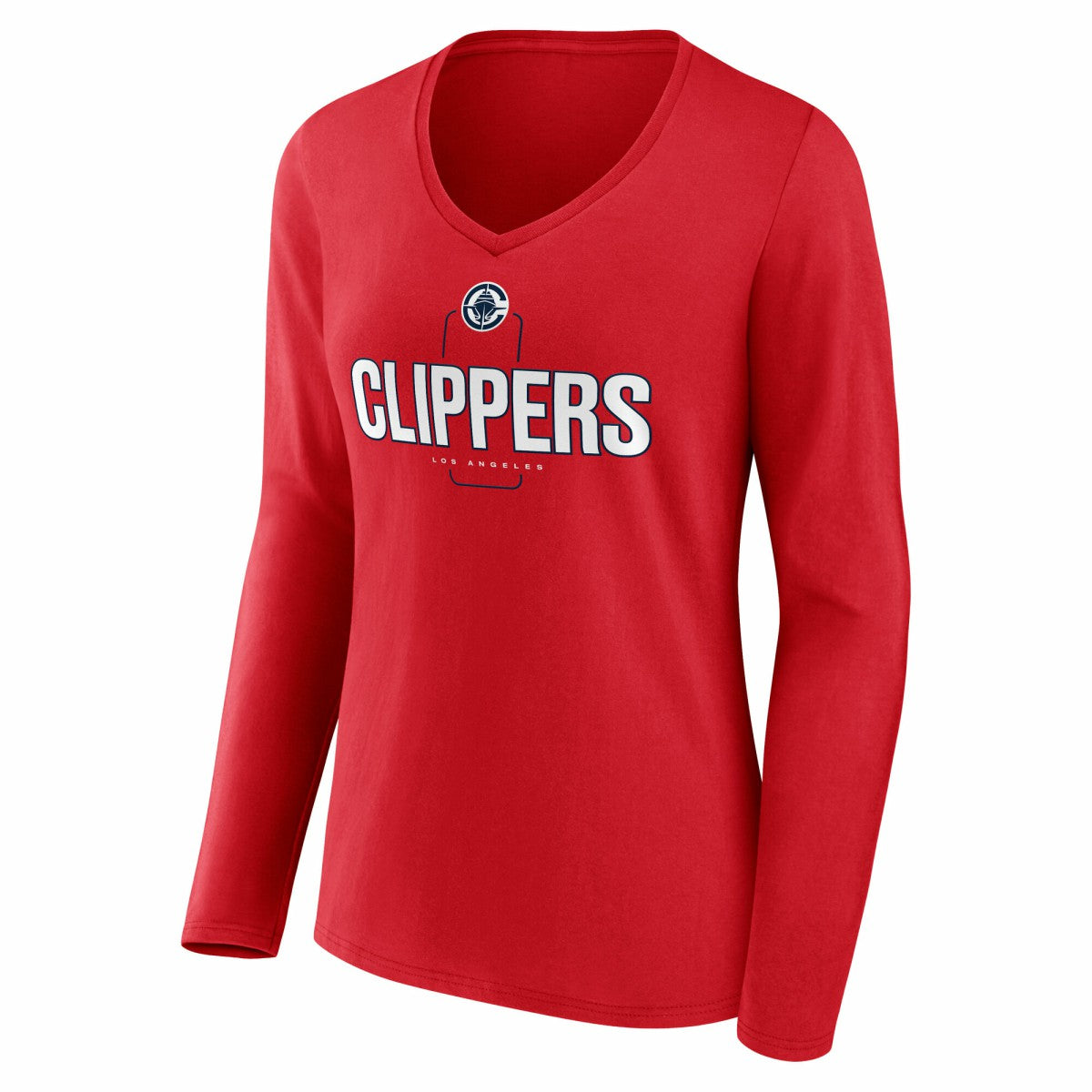 LA Clippers Women's Center Court Name & Number Custom Long Sleeve V-Neck T-Shirt - Red discount