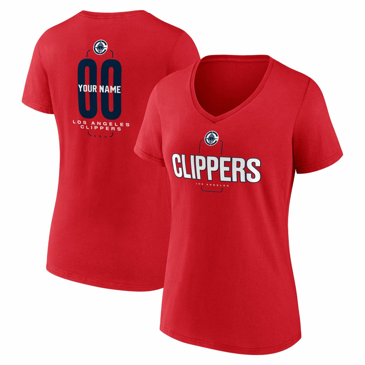 LA Clippers Women's Center Court Name & Number Custom V-Neck T-Shirt - Red online