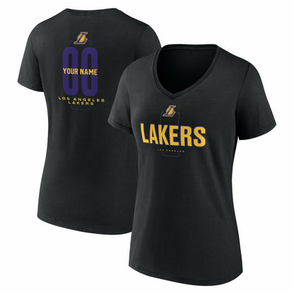 Los Angeles Lakers Women's Center Court Name & Number Custom V-Neck T-Shirt - Black online