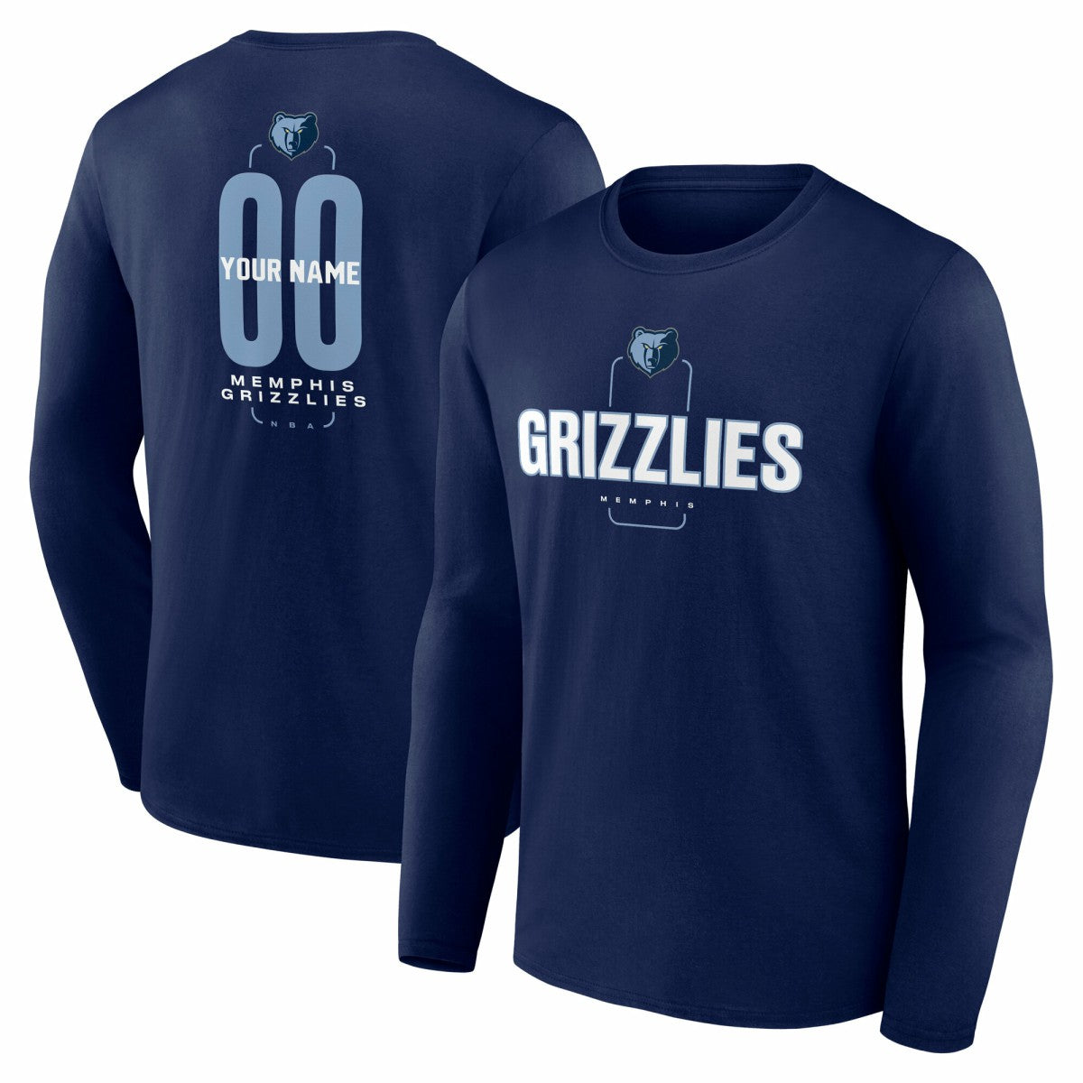 Memphis Grizzlies Center Court Name & Number Custom Long Sleeve T-Shirt - Navy online