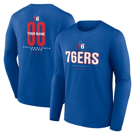 Philadelphia 76ers Center Court Name & Number Custom Long Sleeve T-Shirt - Royal online