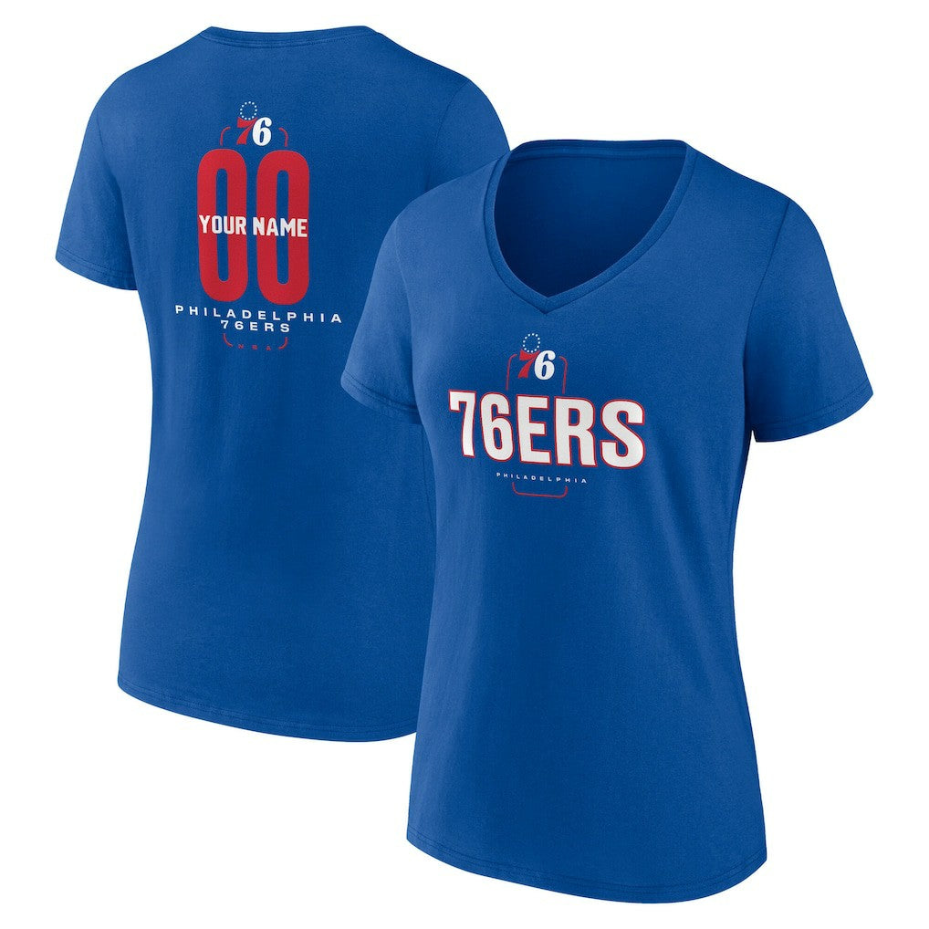 Philadelphia 76ers Women's Center Court Name & Number Custom V-Neck T-Shirt - Royal shop