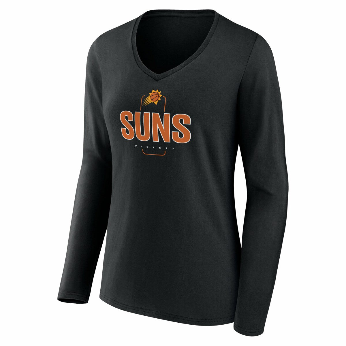 Phoenix Suns Women's Center Court Name & Number Custom Long Sleeve V-Neck T-Shirt - Black cheap
