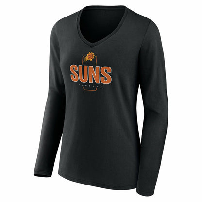 Phoenix Suns Women's Center Court Name & Number Custom Long Sleeve V-Neck T-Shirt - Black cheap