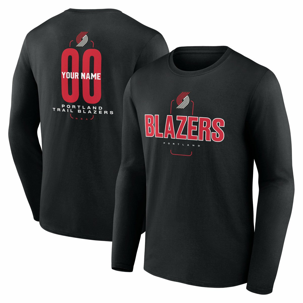 Portland Trail Blazers Center Court Name & Number Custom Long Sleeve T-Shirt - Black shop