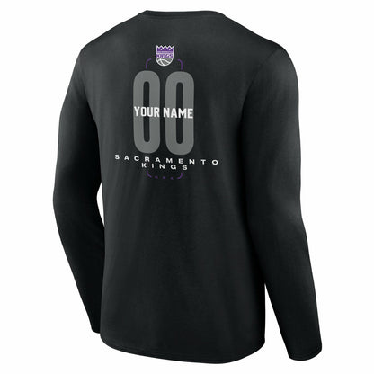 Sacramento Kings Center Court Name & Number Custom Long Sleeve T-Shirt - Black on sale