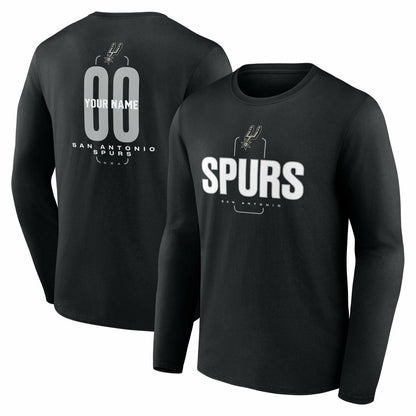 San Antonio Spurs Center Court Name & Number Custom Long Sleeve T-Shirt - Black online