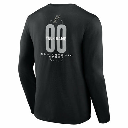 San Antonio Spurs Center Court Name & Number Custom Long Sleeve T-Shirt - Black online
