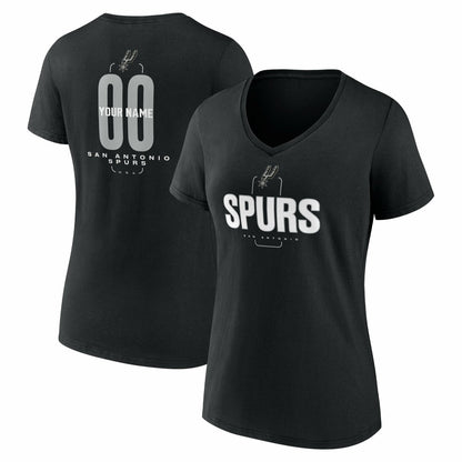San Antonio Spurs Women's Center Court Name & Number Custom V-Neck T-Shirt - Black cheap