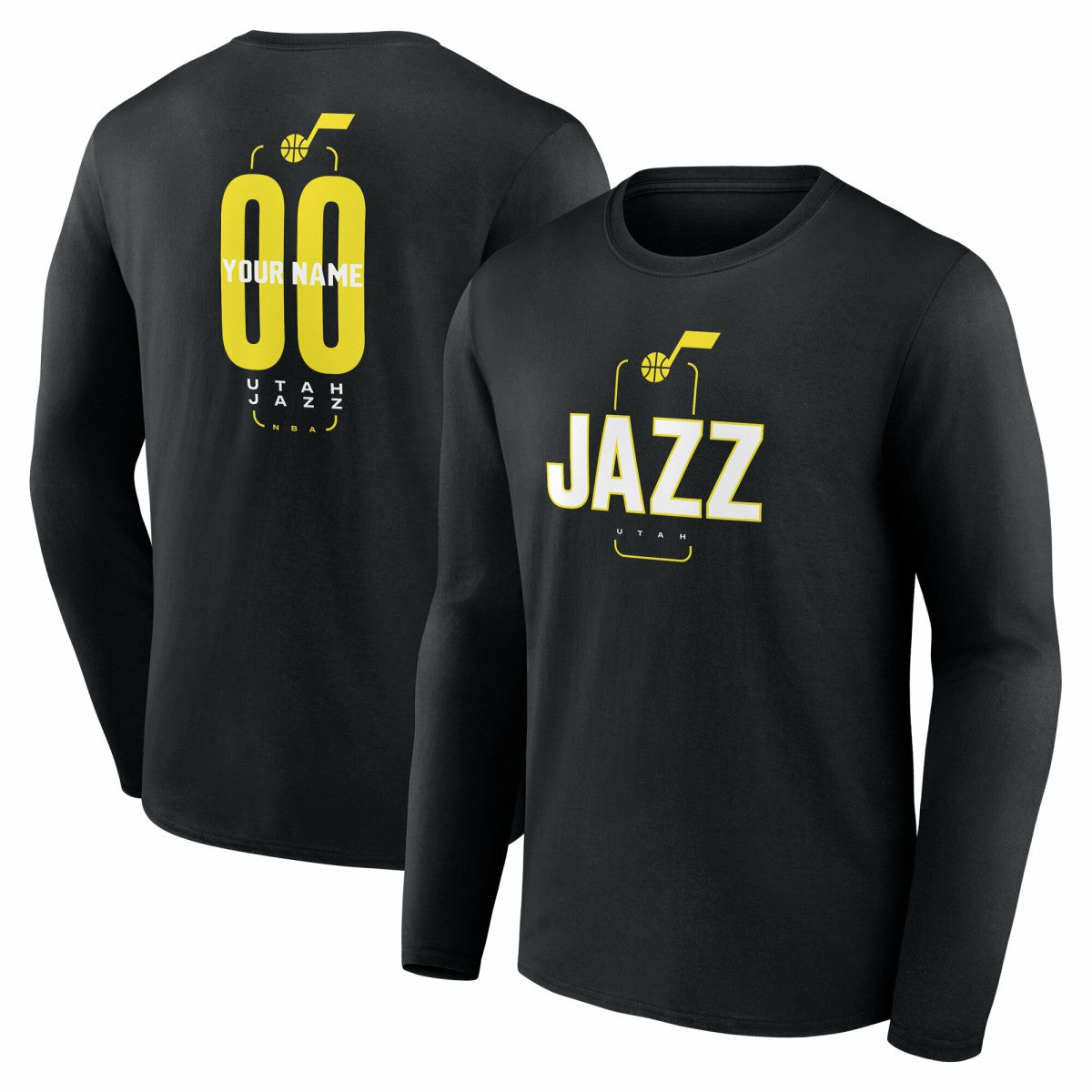 Utah Jazz Center Court Name & Number Custom Long Sleeve T-Shirt - Black online