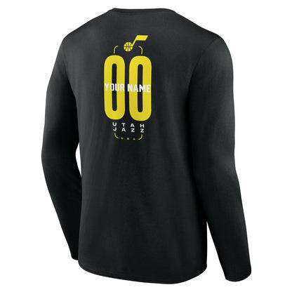 Utah Jazz Center Court Name & Number Custom Long Sleeve T-Shirt - Black online