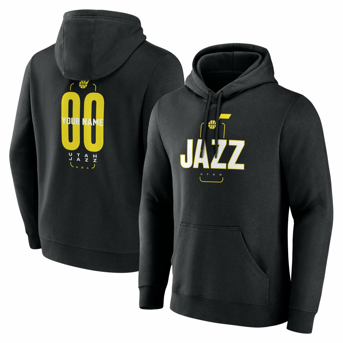 Utah Jazz Center Court Name & Number Custom Hoodie - Black outlet