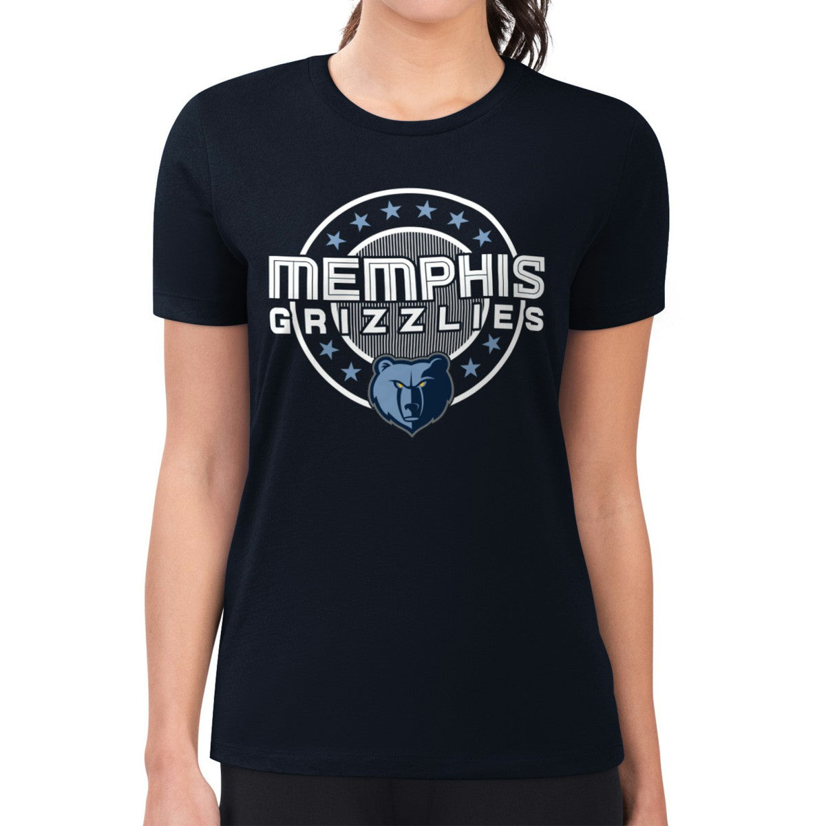 Memphis Grizzlies G-III 4Her by Carl Banks Women's Super-Slim Lightweight Pinstripe Circle Graphic T-Shirt - Navy cheap