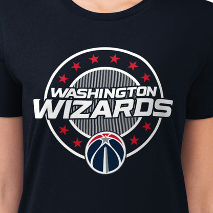 Washington Wizards G-III 4Her by Carl Banks Women's Super-Slim Lightweight Pinstripe Circle Graphic T-Shirt - Navy on sale