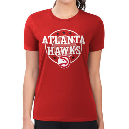 Atlanta Hawks G-III 4Her by Carl Banks Women's Super-Slim Lightweight Pinstripe Circle Graphic T-Shirt - Red on sale