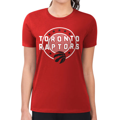 Toronto Raptors G-III 4Her by Carl Banks Women's Super-Slim Lightweight Pinstripe Circle Graphic T-Shirt - Red for sale