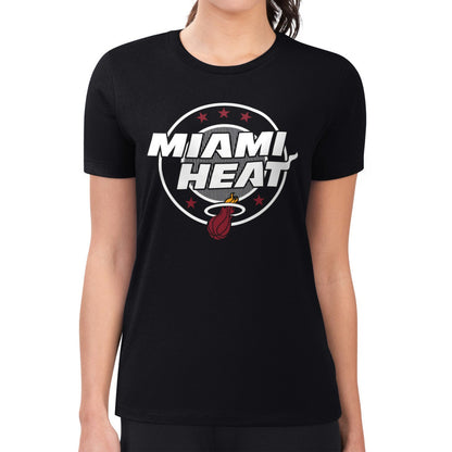 Miami Heat G-III 4Her by Carl Banks Women's Super-Slim Lightweight Pinstripe Circle Graphic T-Shirt - Black for sale