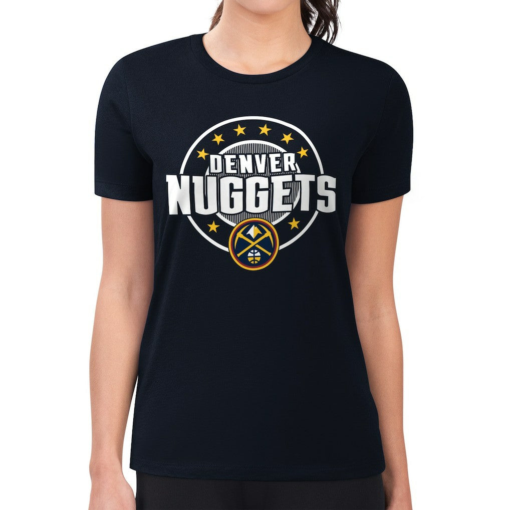 Denver Nuggets G-III 4Her by Carl Banks Women's Super-Slim Lightweight Pinstripe Circle Graphic T-Shirt sale - Navy shop