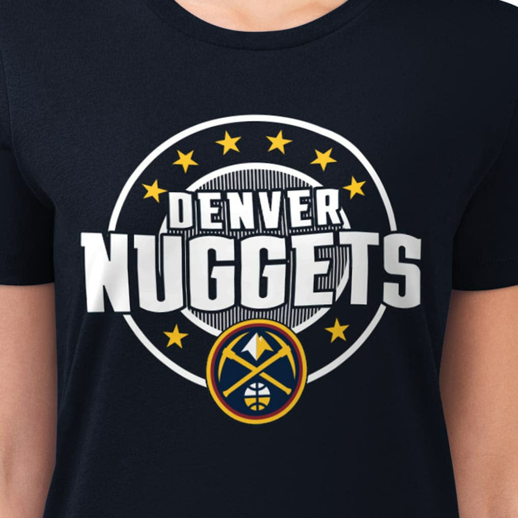 Denver Nuggets G-III 4Her by Carl Banks Women's Super-Slim Lightweight Pinstripe Circle Graphic T-Shirt sale - Navy shop