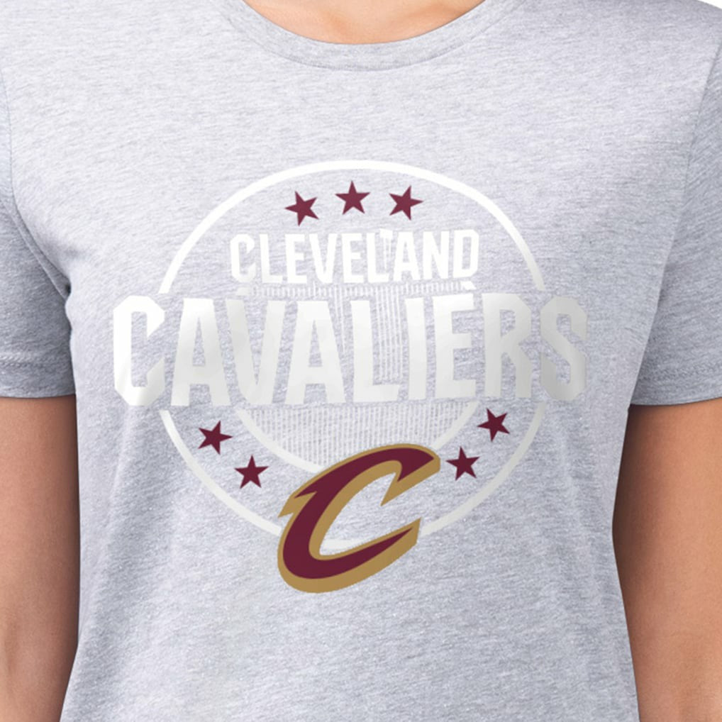 Cleveland Cavaliers G-III 4Her by Carl Banks Women's Super-Slim Lightweight Pinstripe Circle Graphic T-Shirt sale - Gray discount