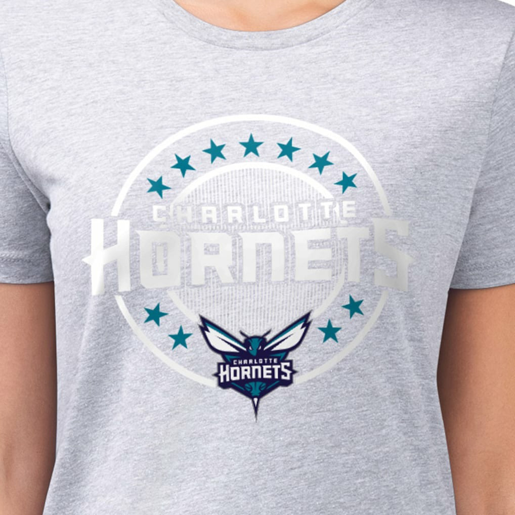 Charlotte Hornets G-III 4Her by Carl Banks Women's Super-Slim Lightweight Pinstripe Circle Graphic T-Shirt - Gray outlet