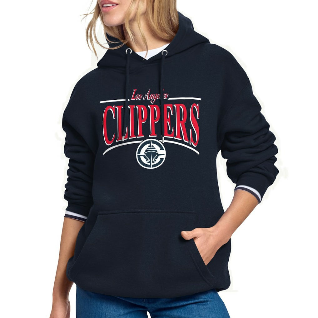 LA Clippers Starter Women's Arch Stripe Fleece Hoodie - Navy on sale