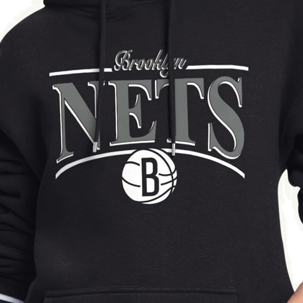 Brooklyn Nets Starter Women's Arch Stripe Fleece Hoodie - Black shop