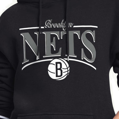 Brooklyn Nets Starter Women's Arch Stripe Fleece Hoodie - Black shop