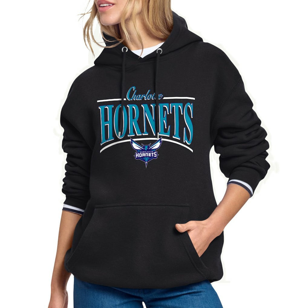 Charlotte Hornets Starter Women's Arch Stripe Fleece Hoodie - Black shop
