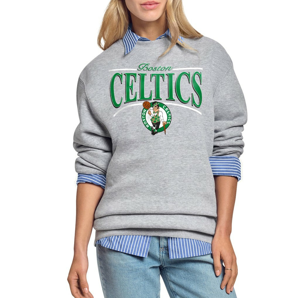 Boston Celtics Starter Women's Arch Stripe Fleece Crewneck Sweatshirt - Gray sale