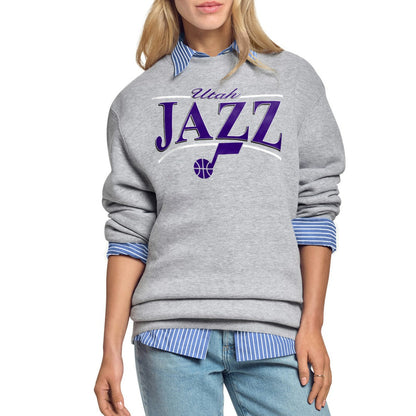 Utah Jazz Starter Women's Arch Stripe Fleece Crewneck Sweatshirt - Gray on sale