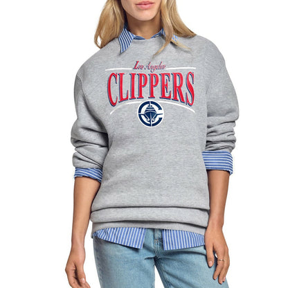 LA Clippers Starter Women's Arch Stripe Fleece Crewneck Sweatshirt - Gray on sale