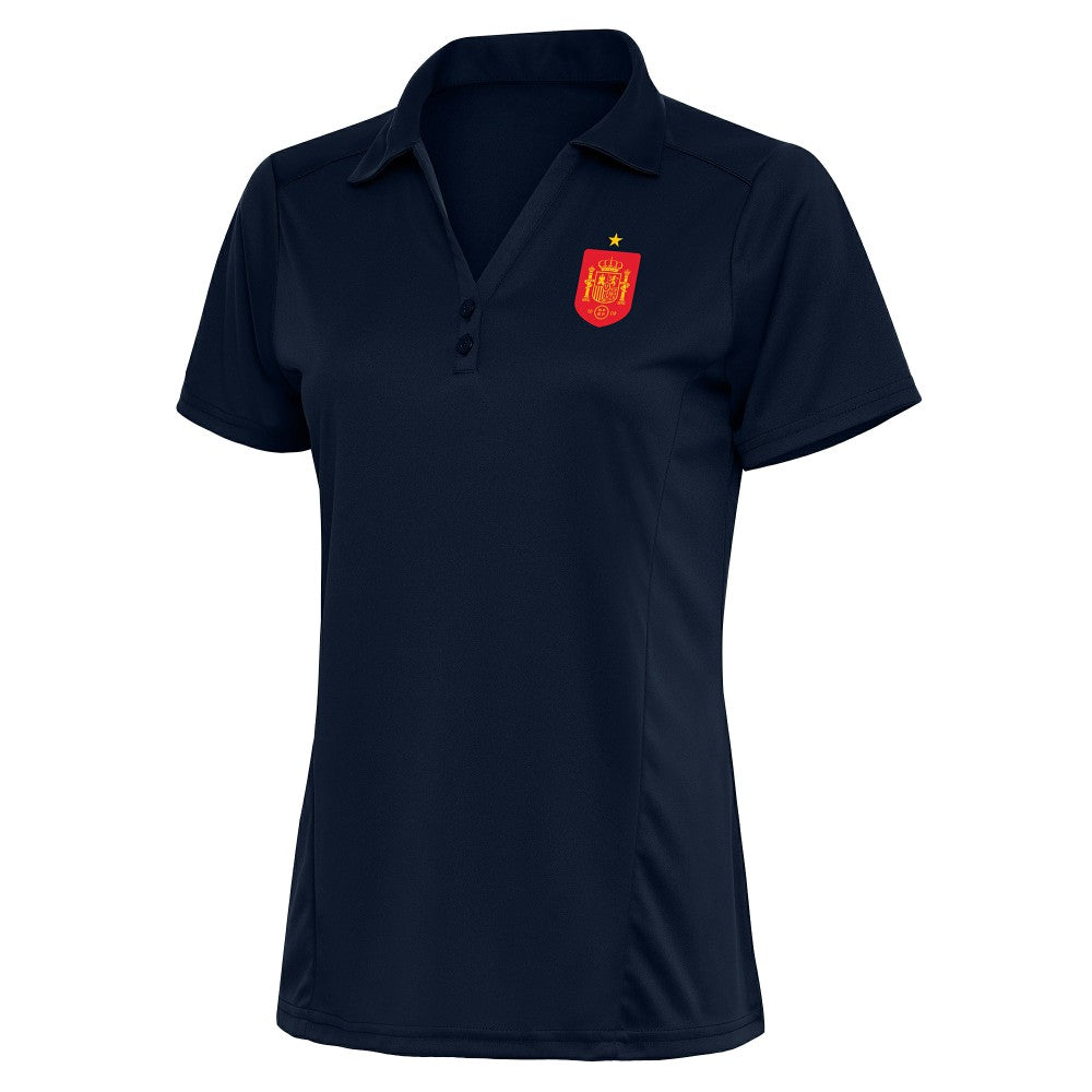 Spain National Team Antigua Women's Statement Y-Neck Polo - Navy cheap