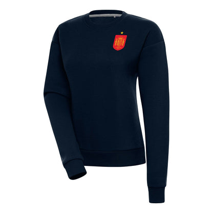 Spain National Team Antigua Women's Takeover Fleece Sweatshirt - Navy for sale