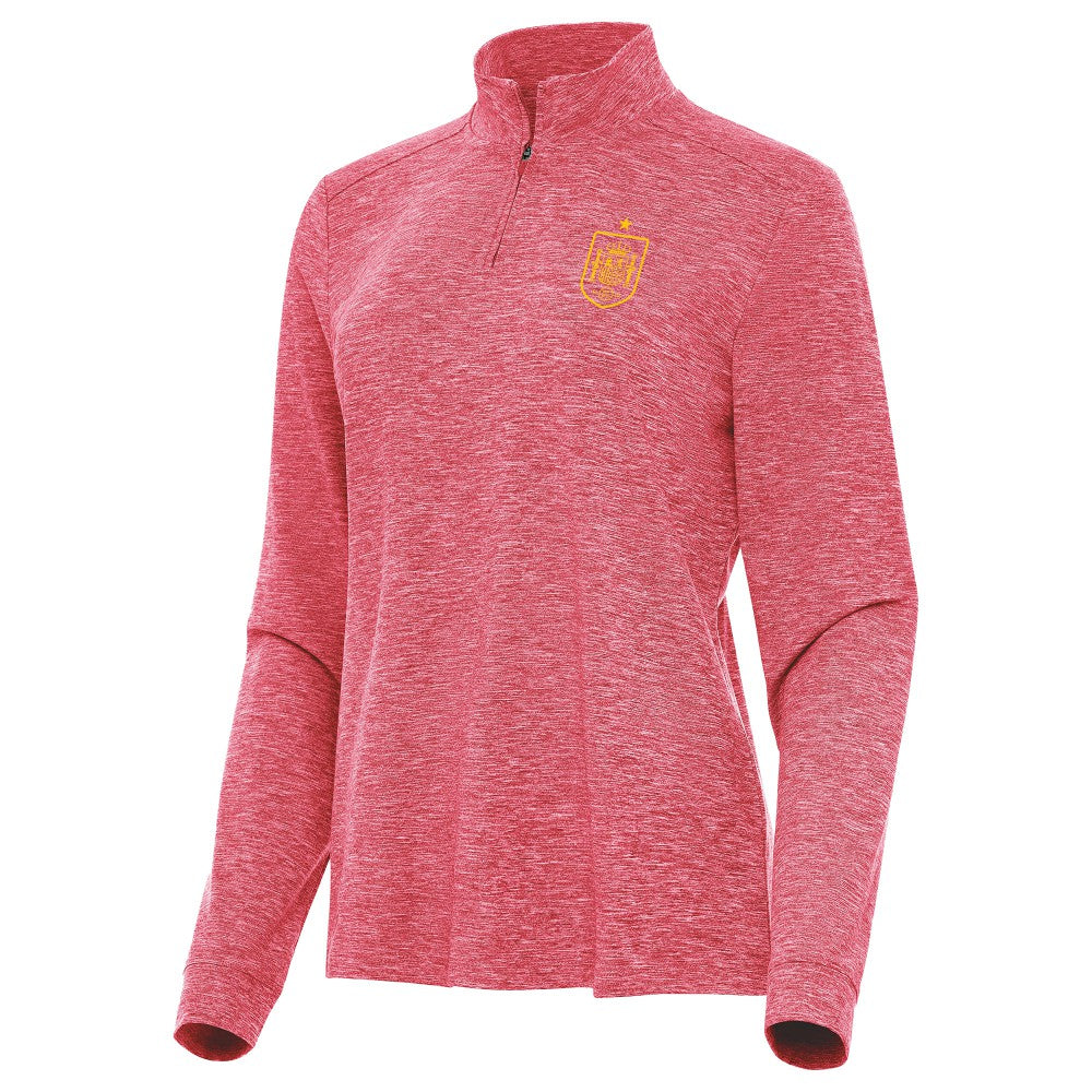 Spain National Team Antigua Women's Quarter-Zip Pullover - Heather Red on sale