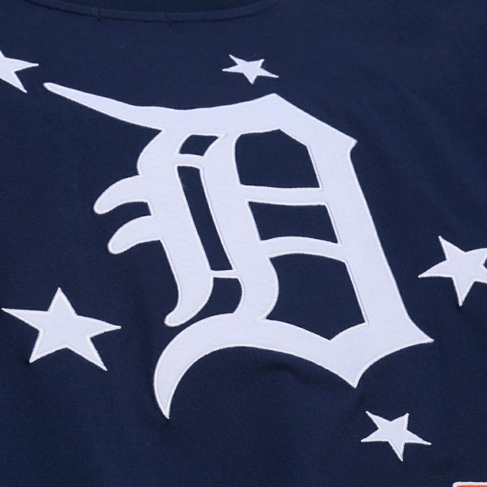 Detroit Tigers Women's Pep Rally Cropped Boxy T-Shirt - Navy | Mitchell & Ness