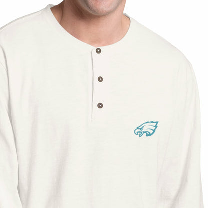 Philadelphia Eagles Margaritaville Island Reserve Long Sleeve Slub Henley Shirt - White/Light Blue online