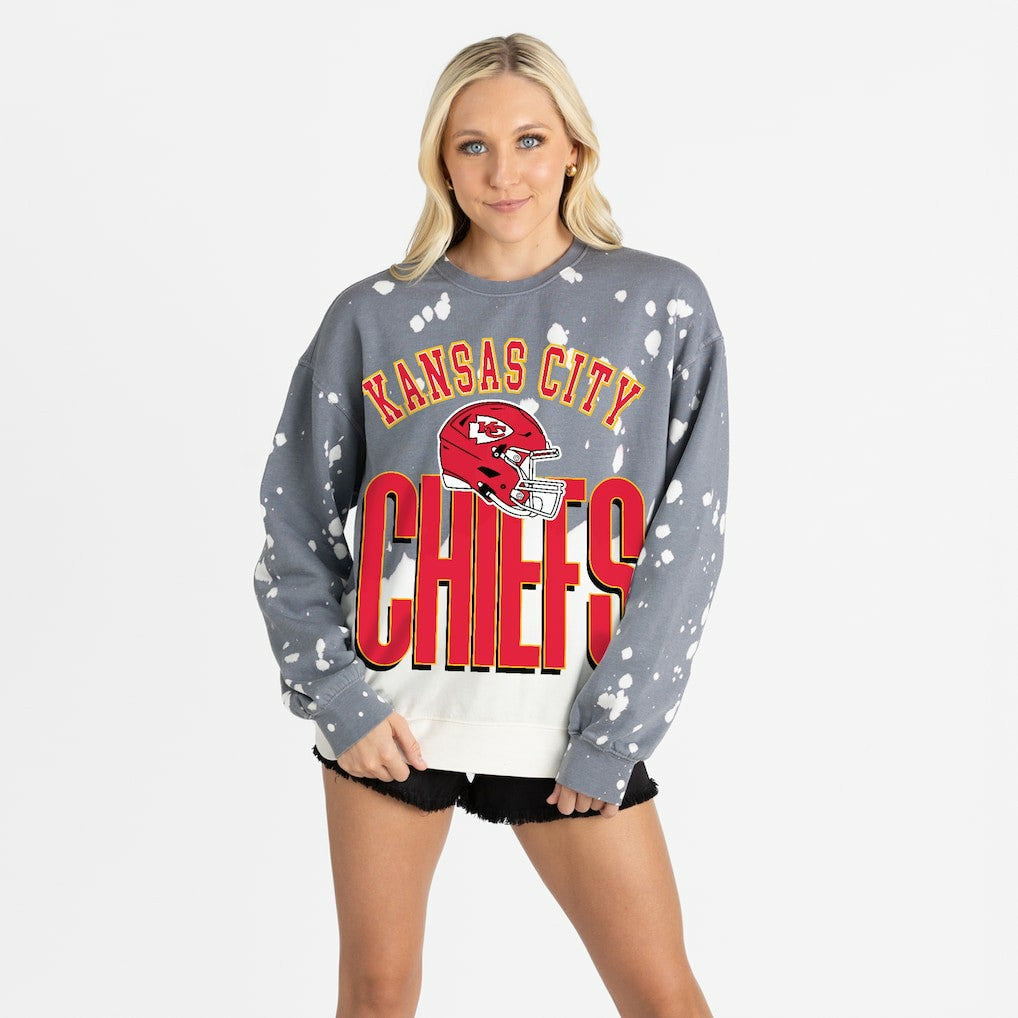 Kansas City Chiefs Gameday Couture Women's Arch Rivals Faded Wash Sweatshirt - Gray discount