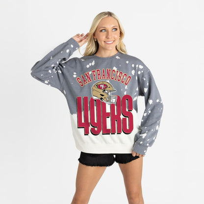 San Francisco 49ers Gameday Couture Women's Arch Rivals Faded Wash Sweatshirt - Gray for sale