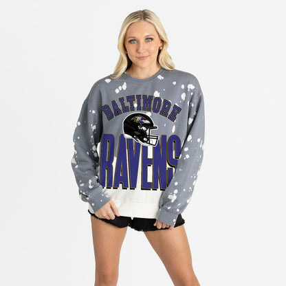 Baltimore Ravens Gameday Couture Women's Arch Rivals Faded Wash Sweatshirt - Gray cheap